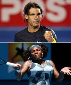 上:圧勝で初戦を突破したナダル/下:2回戦に進出したセリーナ