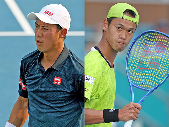 （左から）錦織圭、坂本怜